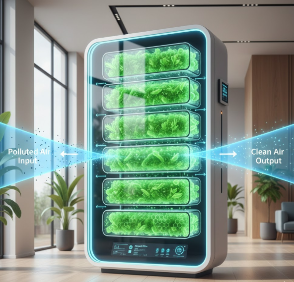 Biofilter System for Air Purification Using Algae or Bacteria