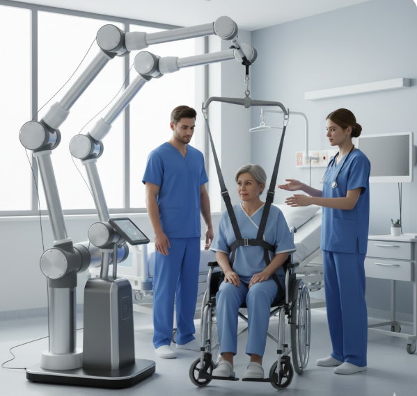 Patient lifting assist robot for hospitals